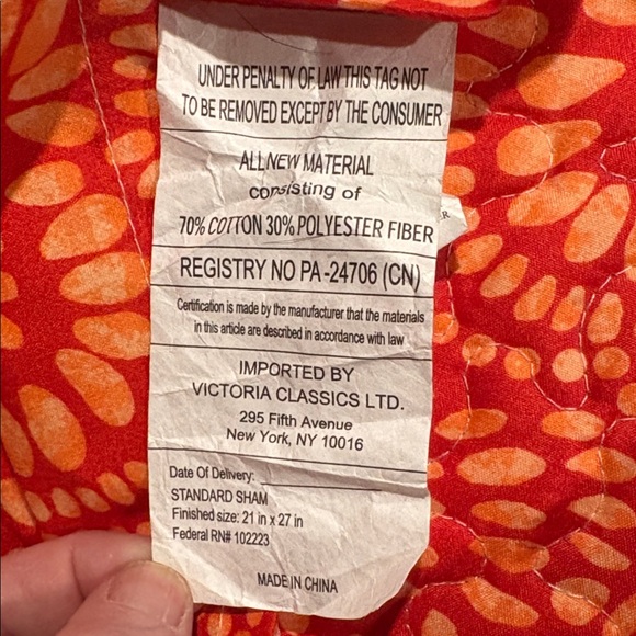 Reversible quilted pillow sham with a teal, red, and orange paisley print - Picture 6 of 9